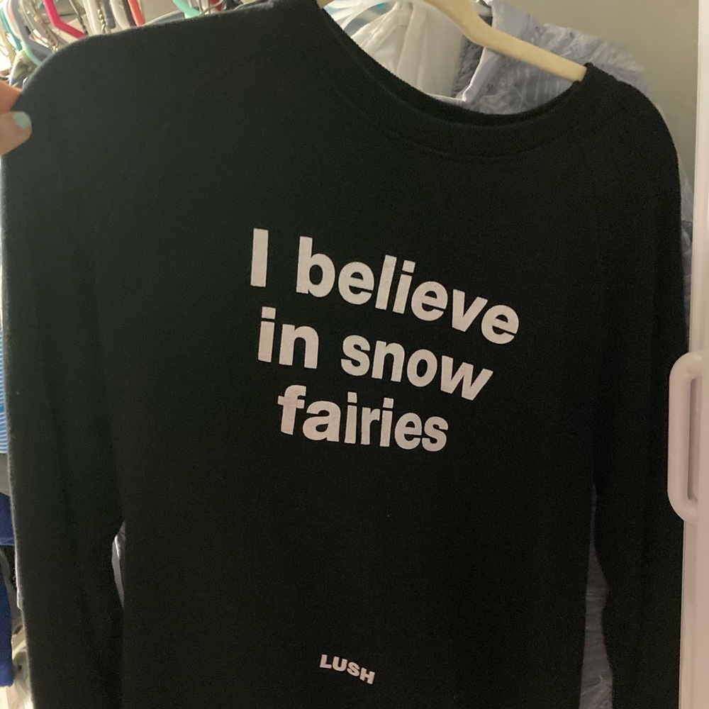 Lush cosmetics swag I believe in snow fairies long sleeve jumper